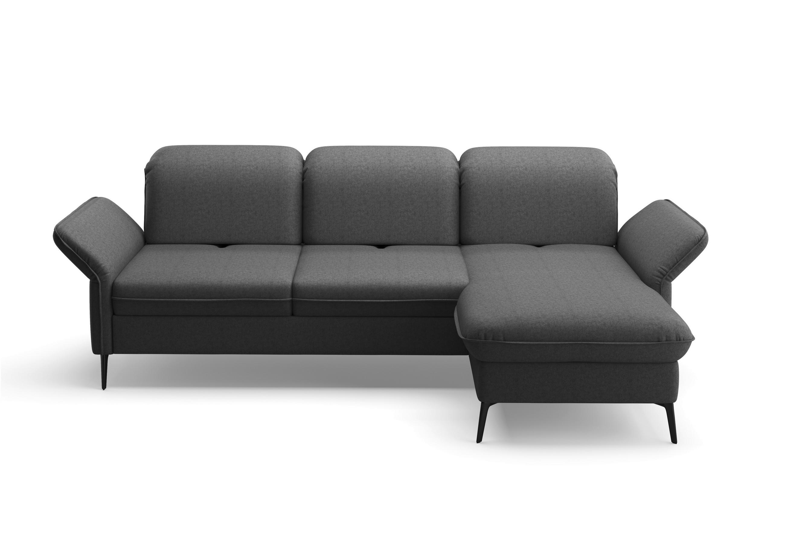 ECKSOFA in Flachgewebe Dunkelgrau  - Dunkelgrau/Schwarz, Konventionell, Textil/Metall (264/198cm) - Sit & More