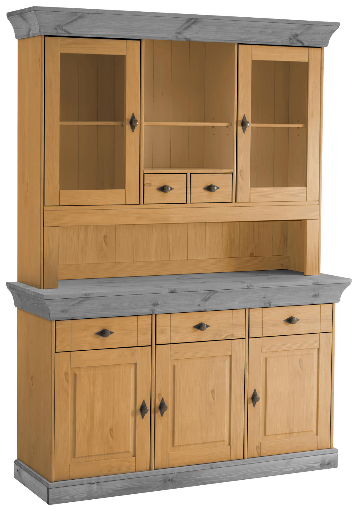BUFFET 143/197/45 cm  in Grau, Laugenfarbig  - Laugenfarbig/Grau, ROMANTIK / LANDHAUS, Glas/Holz (143/197/45cm) - Boxxx
