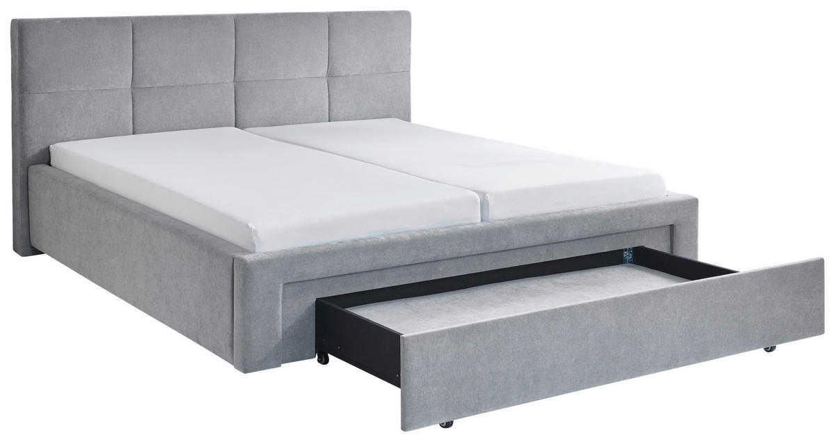 POLSTERBETT 180/200 cm,  in Grau, Bettschublade,  - Schwarz/Grau, Design, Kunststoff/Textil (180/200cm) - Stylife