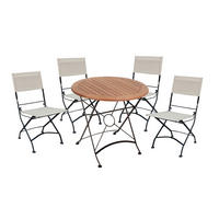 GARTENSET 5-teilig  - Eukalyptusholzfarben/Beige, Basics, Holz/Kunststoff (45/89/58cm) - Gardenson