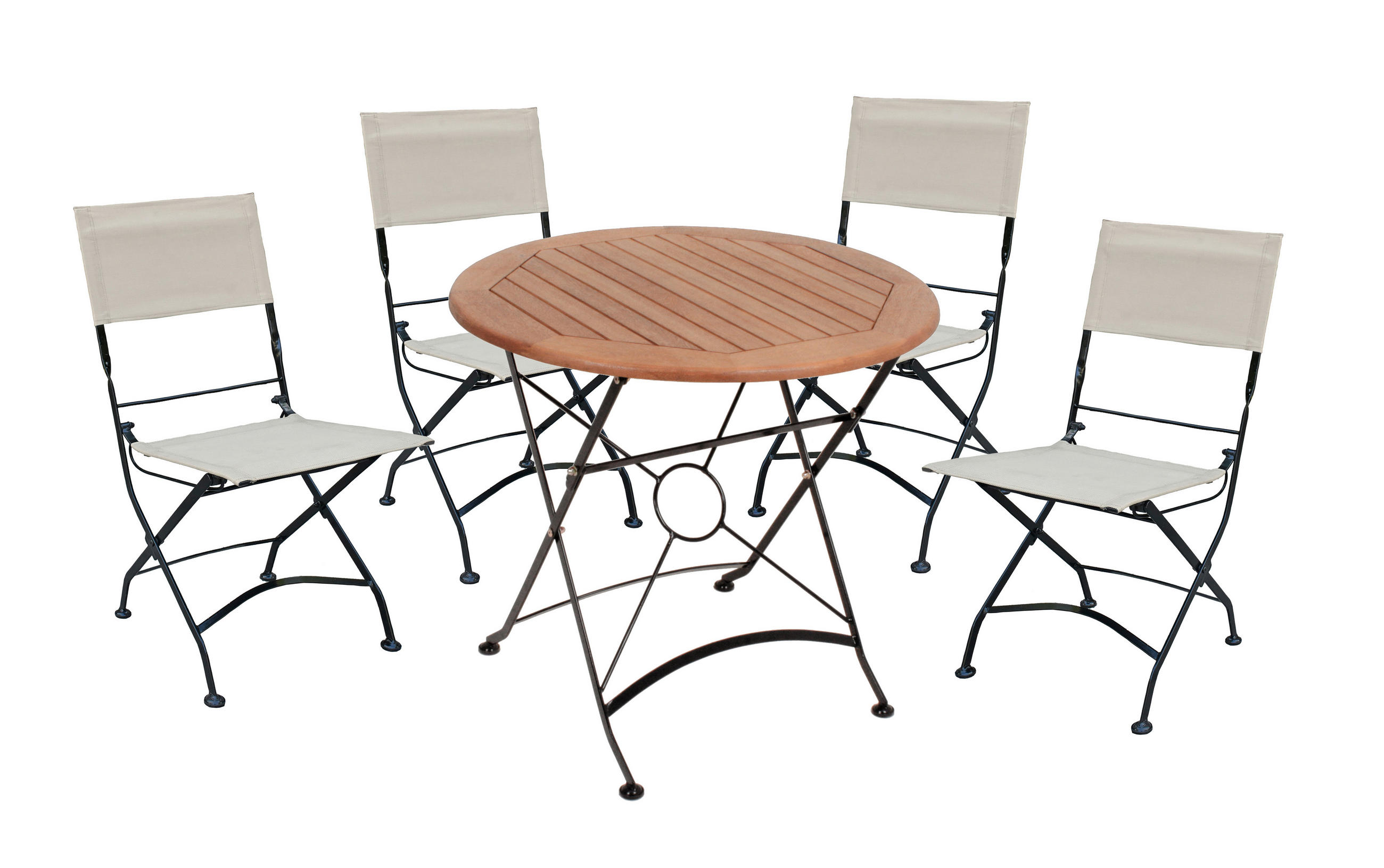 Gardenson Gartenset Schwarz, Beige, Eukalyptusholz 45x89x58 cm