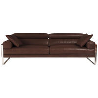 3-SITZER-SOFA in Echtleder Dunkelbraun  - Chromfarben/Dunkelbraun, Design, Leder/Metall (222/67/105cm) - Calia Italia