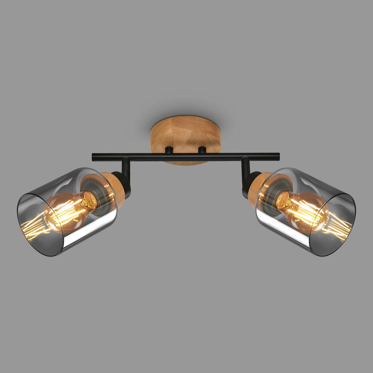 DECKENSPOTS 28/11/24 cm   - Eichefarben/Schwarz, Design, Glas/Holz (28/11/24cm)