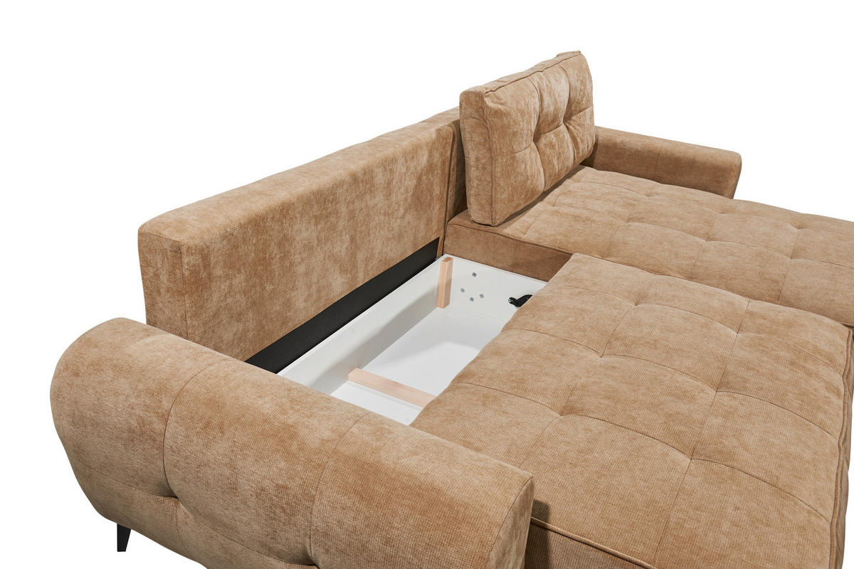 ECKSOFA Webstoff Braun  - Schwarz/Braun, Modern, Kunststoff/Textil (284/191cm) - MID.YOU