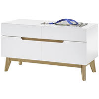 SCHUHBANK Naturfarben, Weiß  - Weiß/Naturfarben, Design, Holz (97/53/40cm) - Livetastic