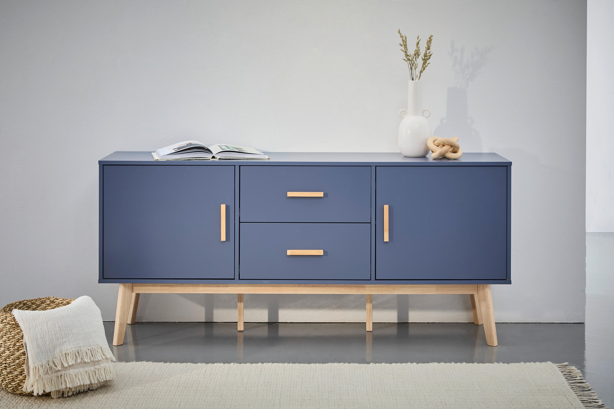 SIDEBOARD 160/72/40 cm  - Dunkelblau/Naturfarben, Design, Holz/Holzwerkstoff (160/72/40cm) - MID.YOU
