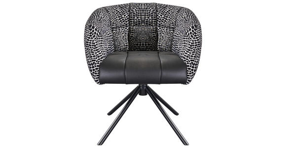 ARMLEHNSTUHL  Sitzfläche 360° drehbar Webstoff, Mikrofaser  Schwarz  - Schwarz, Design, Textil/Metall (67/80/65cm) - Novel