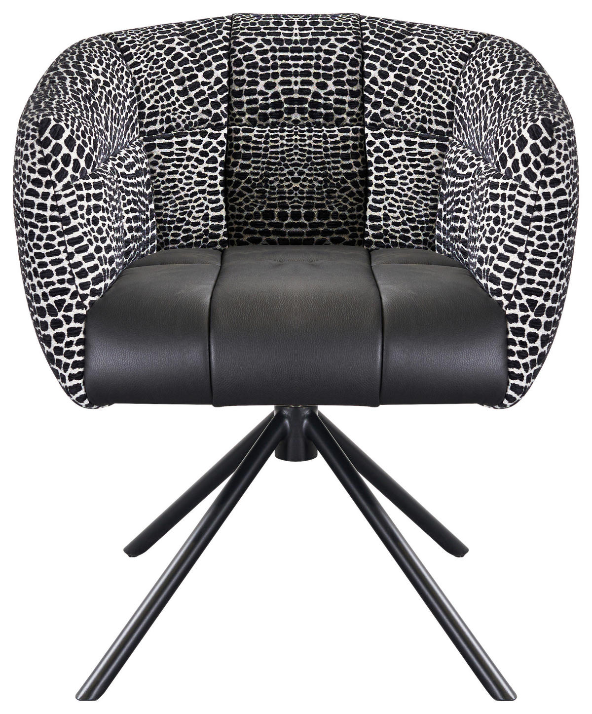 ARMLEHNSTUHL  Sitzfläche 360° drehbar Webstoff, Mikrofaser  - Schwarz, Design, Textil/Metall (67/80/65cm) - Novel