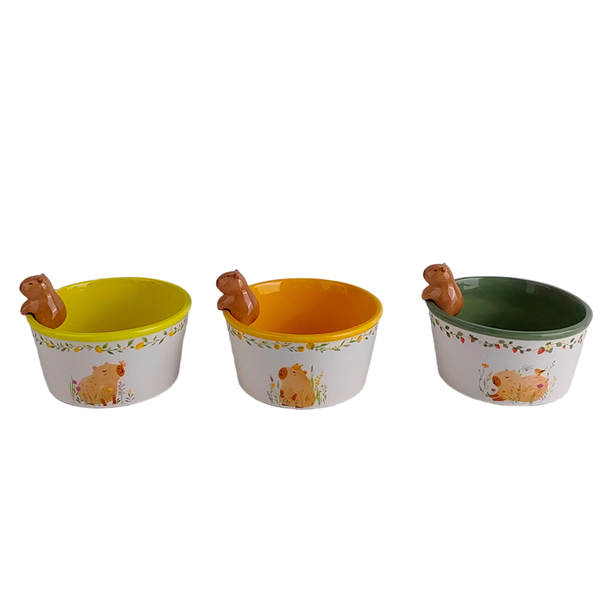 SKLEDA   keramika      14,4/13,7/10,5 cm    - rumena/zelena, Trend, keramika (14,4/13,7/10,5cm) - Ambia Home