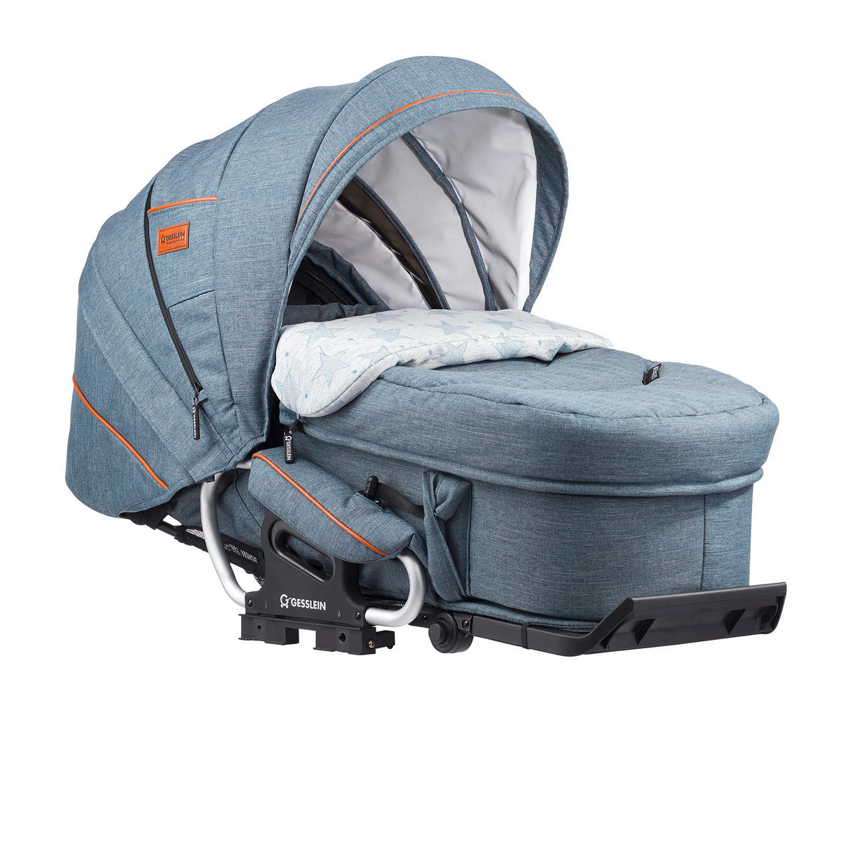 KINDERWAGENSET F4 Air+  - Cognac/Silberfarben, Basics, Textil/Metall (57/129/100cm) - Gesslein