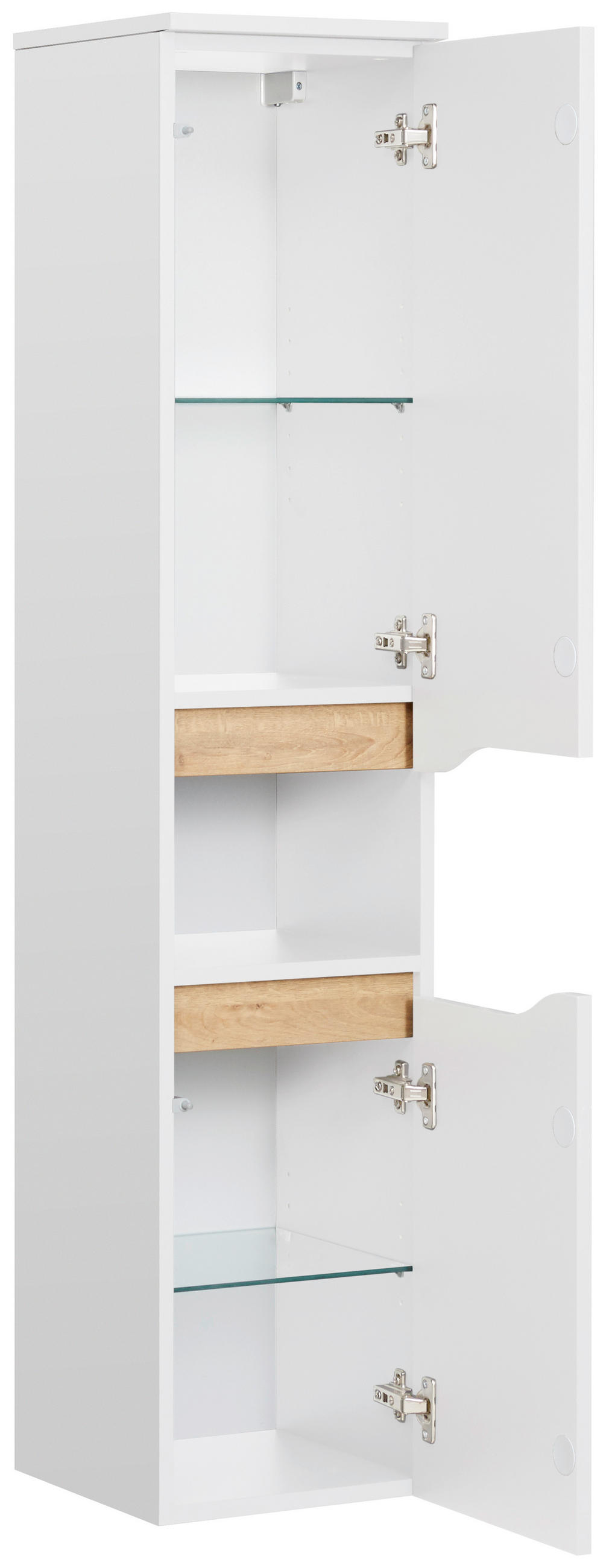 MIDISCHRANK 30/141/33 cm  - Eichefarben/Weiß Hochglanz, KONVENTIONELL, Glas/Holzwerkstoff (30/141/33cm) - Pelipal