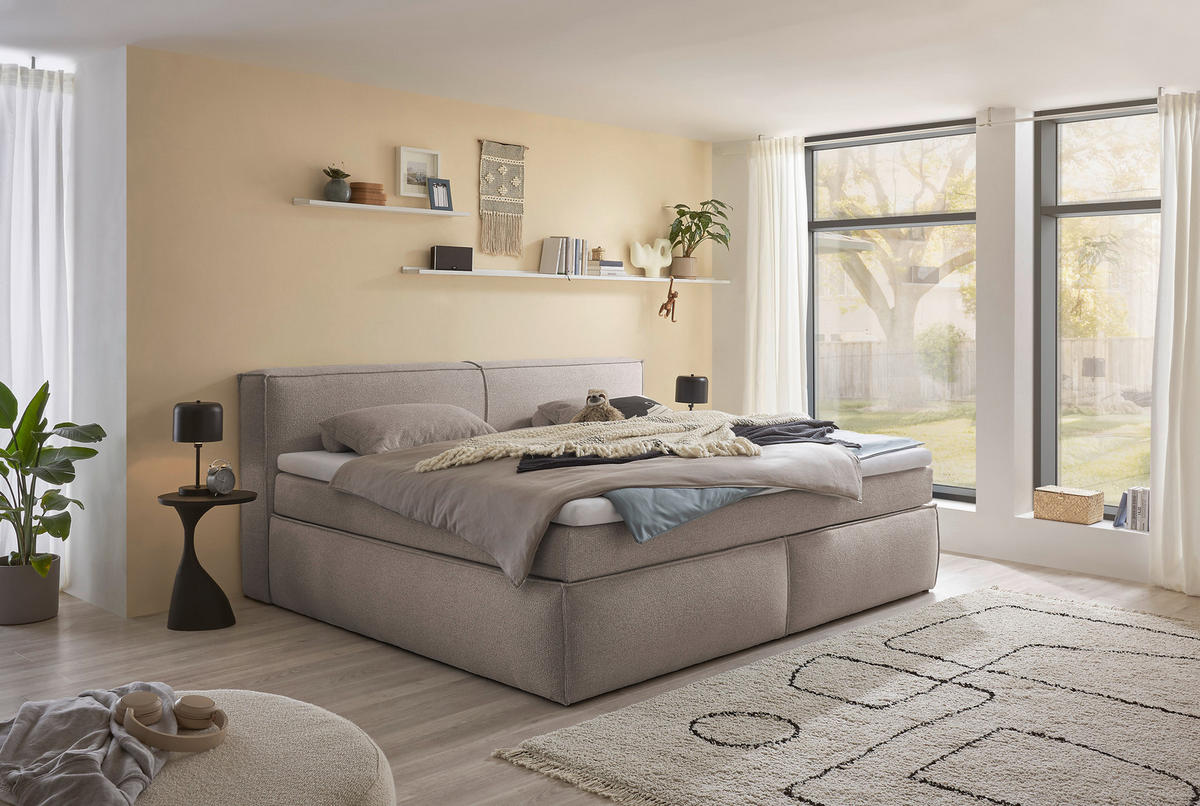 FAMILIENBOXSPRINGBETT - Taupe/Schwarz, LIFESTYLE, Kunststoff/Textil (240/200cm) - Esposa