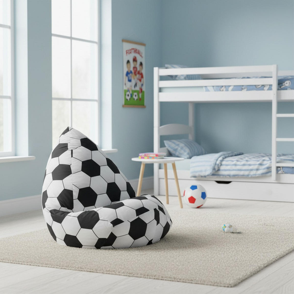 SITZSACK Sitting Point Bean Bag Webstoff Fußball 220 L  - Schwarz/Weiß, Design, Textil (70/60/70cm) - Boxxx