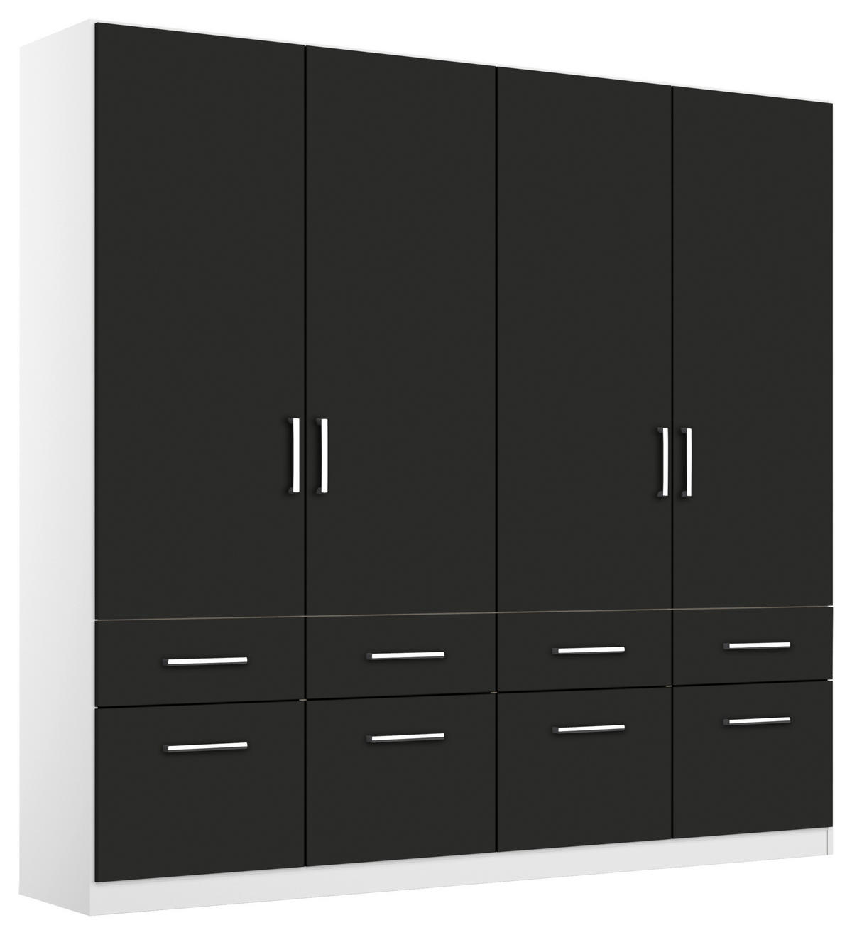 DREHTÜRENSCHRANK in Weiss, Grau  - Chromfarben/Weiss, Modern, Holzwerkstoff/Kunststoff (181/210/54cm) - Rauch Möbel