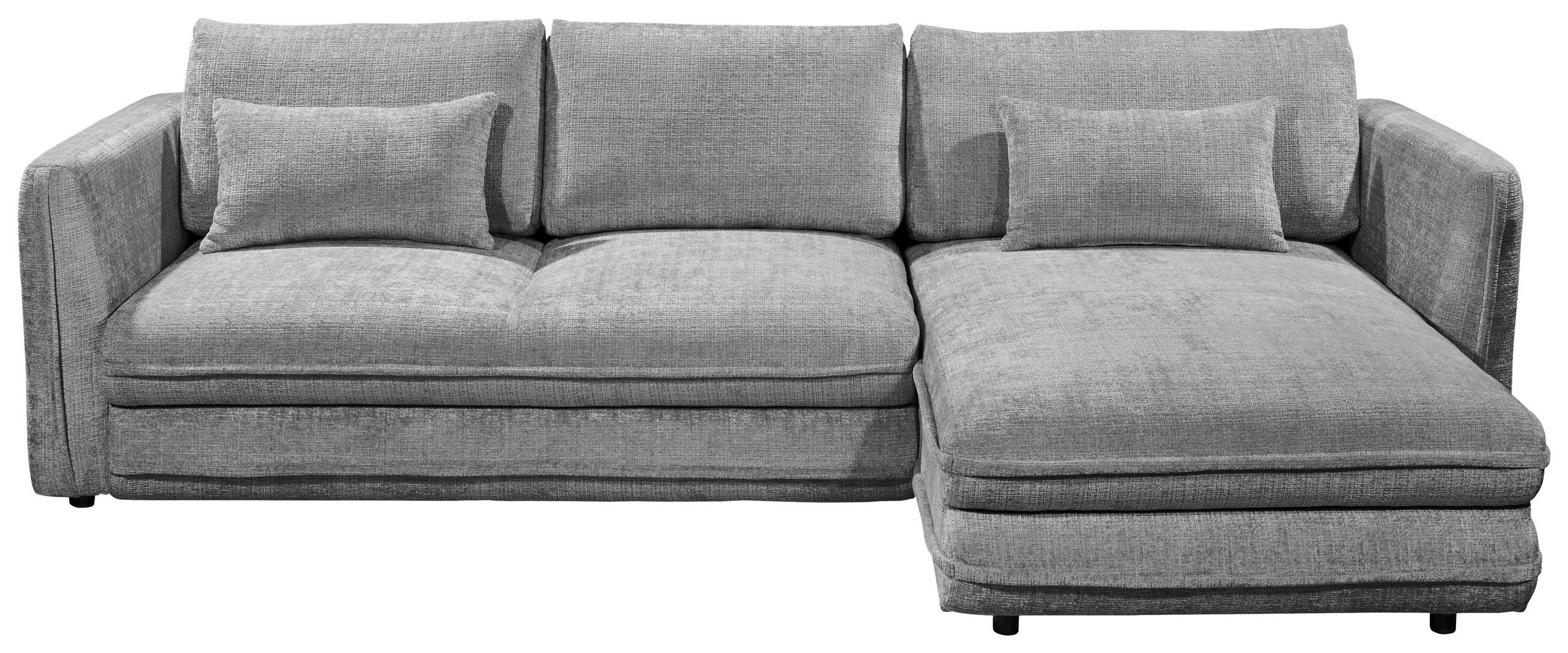 ECKSOFA in Mikrovelours Grau  - Schwarz/Grau, Konventionell, Kunststoff/Textil (302/192cm) - MID.YOU