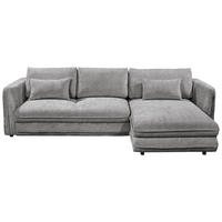 ECKSOFA in Mikrovelours Grau  - Schwarz/Grau, Konventionell, Kunststoff/Textil (302/192cm) - MID.YOU
