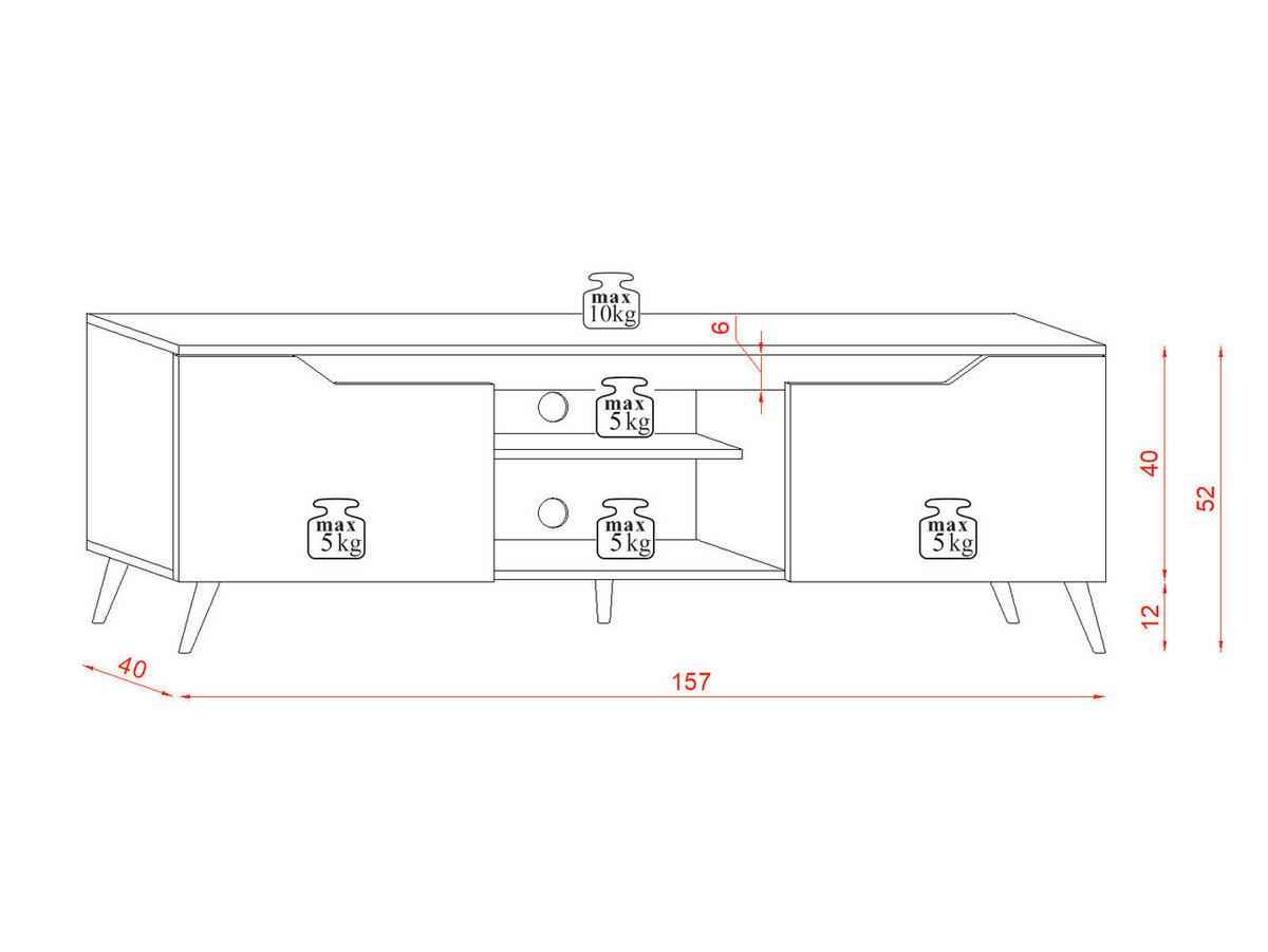 LOWBOARD  in 157/52/40 cm  - Buchefarben/Weiß, Design, Holzwerkstoff (157/52/40cm) - Livetastic