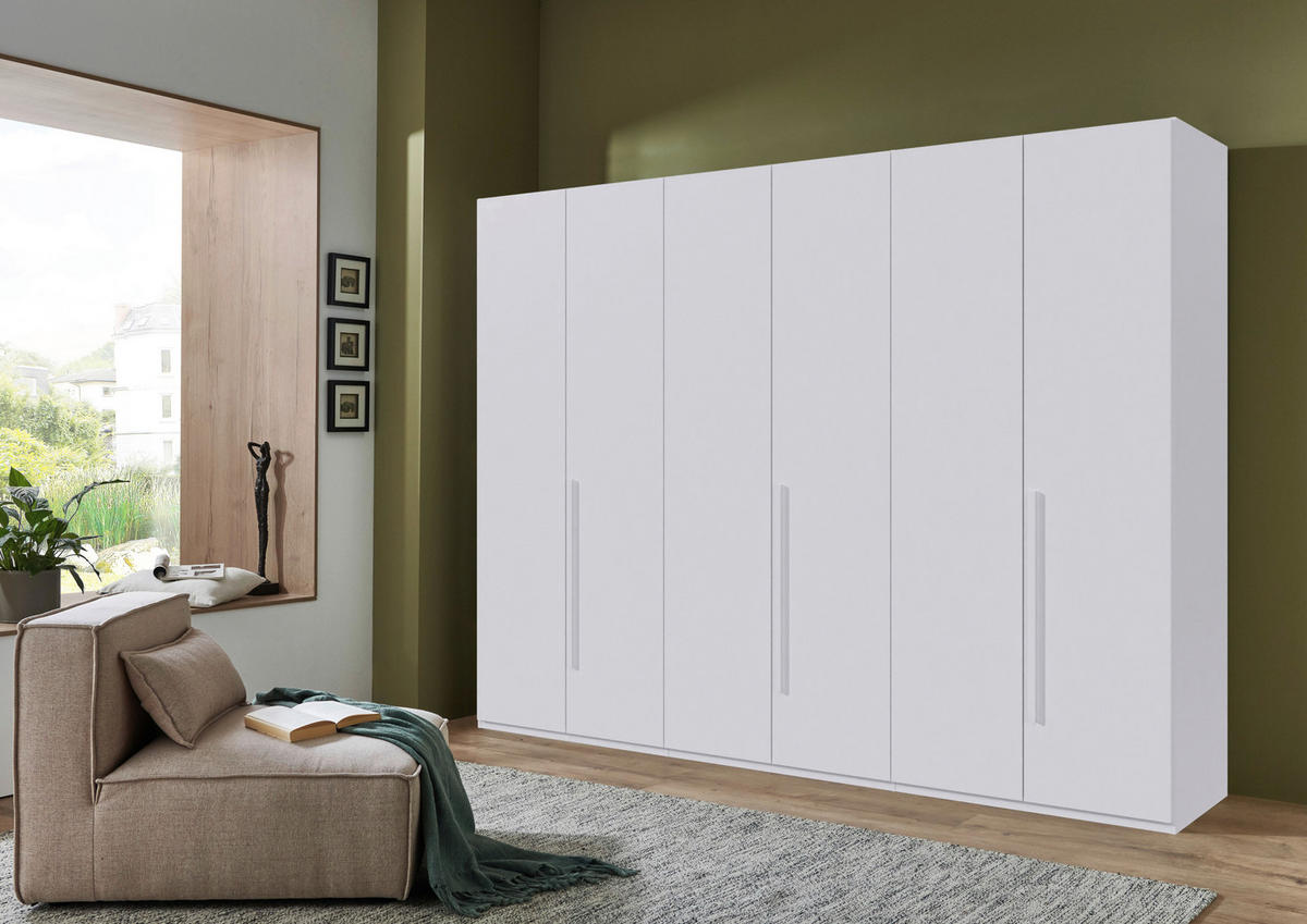 DREHTÜRENSCHRANK 6-türig Weiß  - Weiß, MODERN, Holzwerkstoff/Kunststoff (270/208/58cm) - Chameo