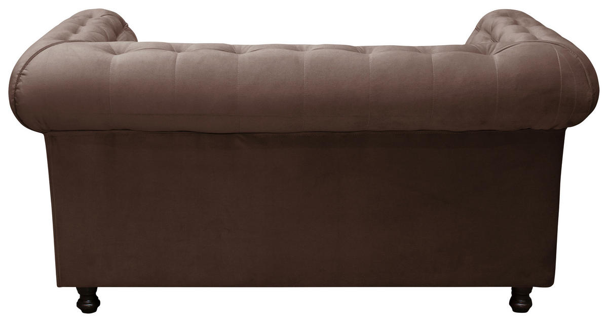 CHESTERFIELD-SOFA in Samt Braun  - Wengefarben/Braun, Basics, Holz/Textil (168/80/90cm) - P & B