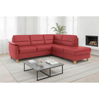 ECKSOFA PALMERA E in Echtleder Rot  236/212 cm  - Eichefarben/Rot, Basics, Leder/Holz (236/212cm) - Sit & More