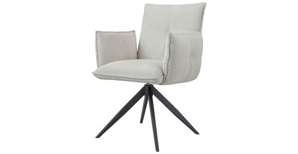 ARMLEHNSTUHL in Eisen Cord - Beige/Schwarz, Design, Textil/Metall (63,5/85/63,5cm) - Novel