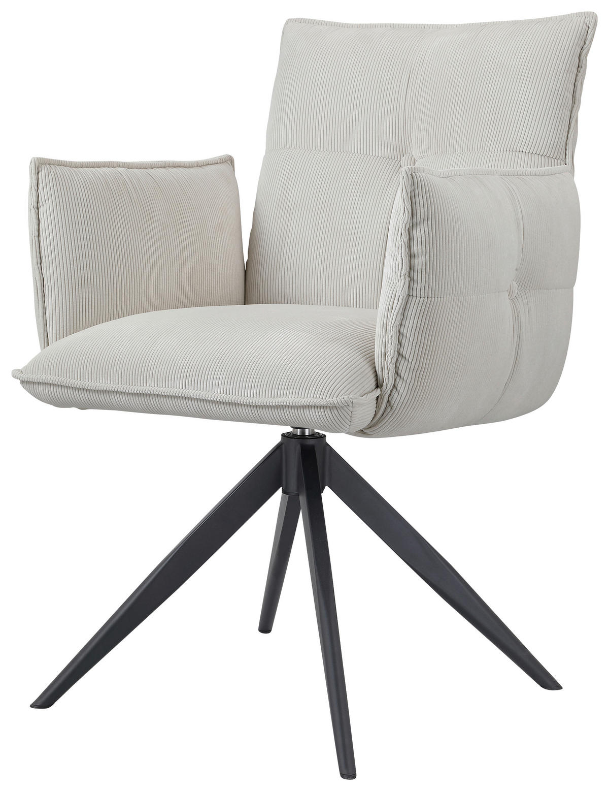 ARMLEHNSTUHL  in Eisen Cord  - Beige/Schwarz, Design, Textil/Metall (63,5/85/63,5cm) - Novel