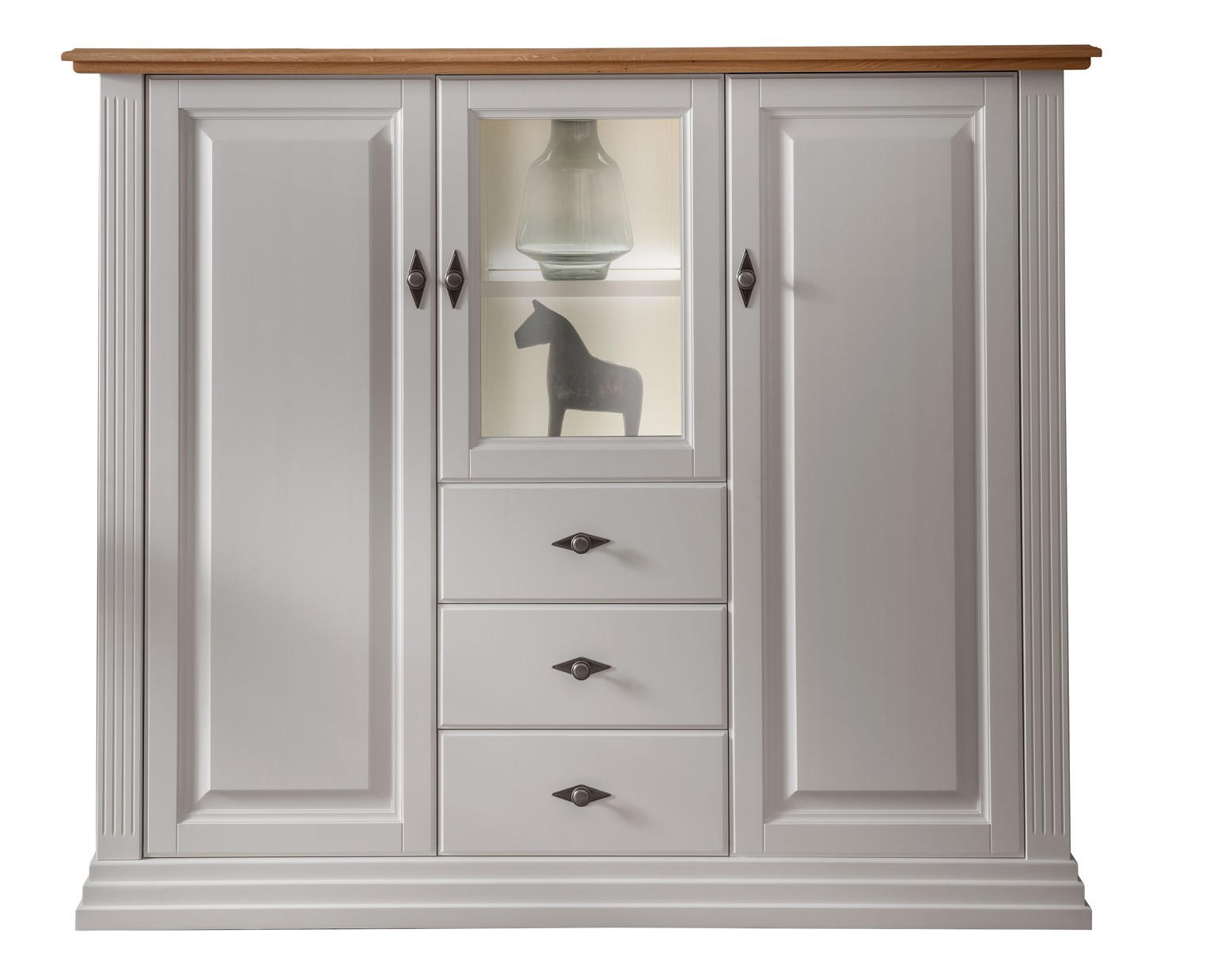 HIGHBOARD WZ-0622  in 157/134/45 cm  - Weiß, Design, Glas/Holz (157/134/45cm) - Livetastic