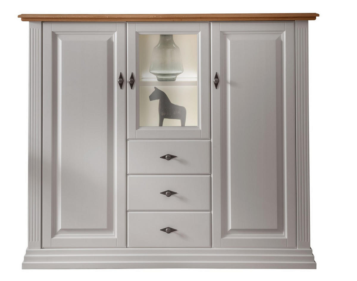 HIGHBOARD WZ-0622  in 157/134/45 cm  - Weiß, Design, Glas/Holz (157/134/45cm) - Livetastic