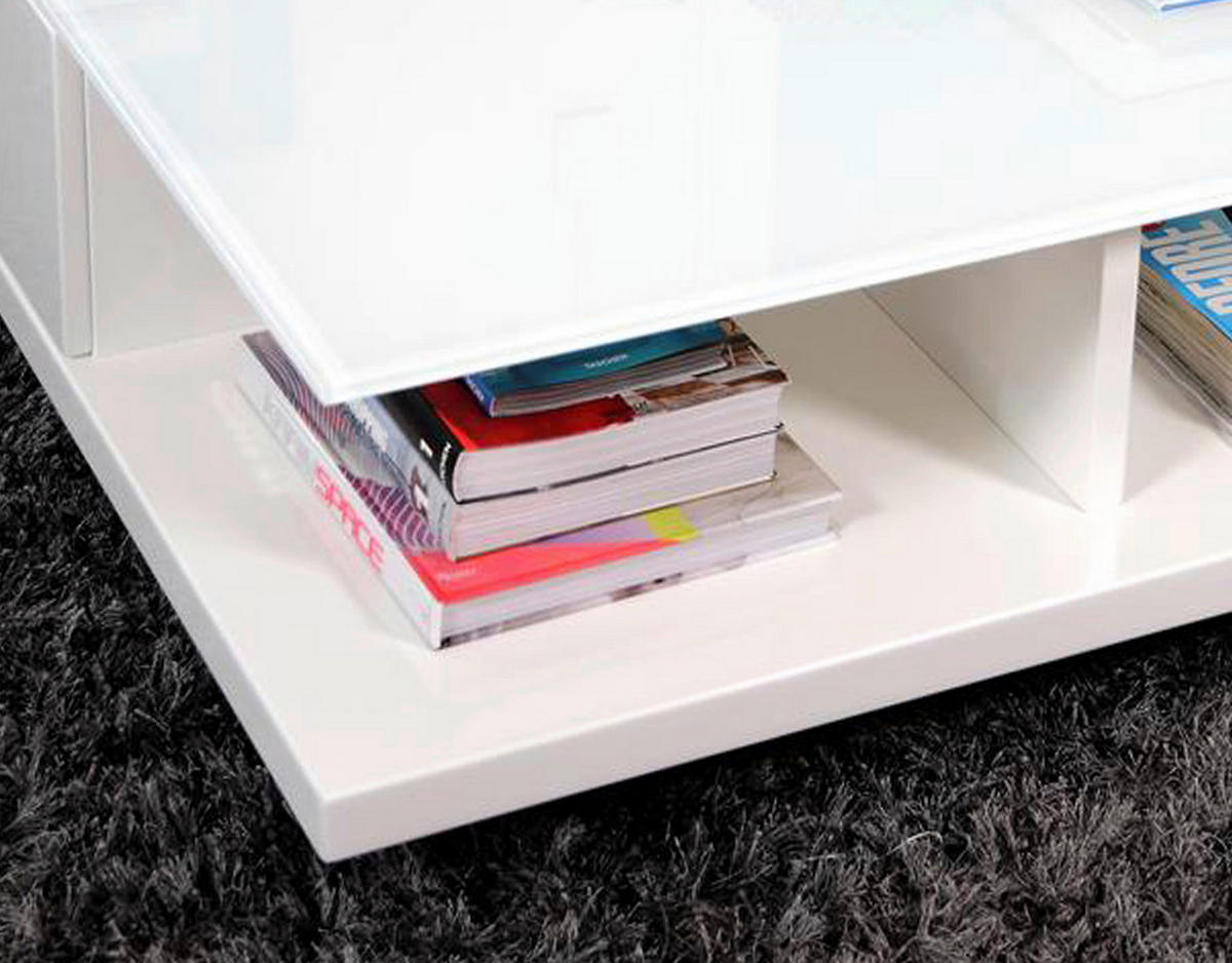 COUCHTISCH in Glas, Holzwerkstoff 100/100/36 cm  - Weiß Hochglanz/Weiß, Design, Glas/Holzwerkstoff (100/100/36cm) - Livetastic