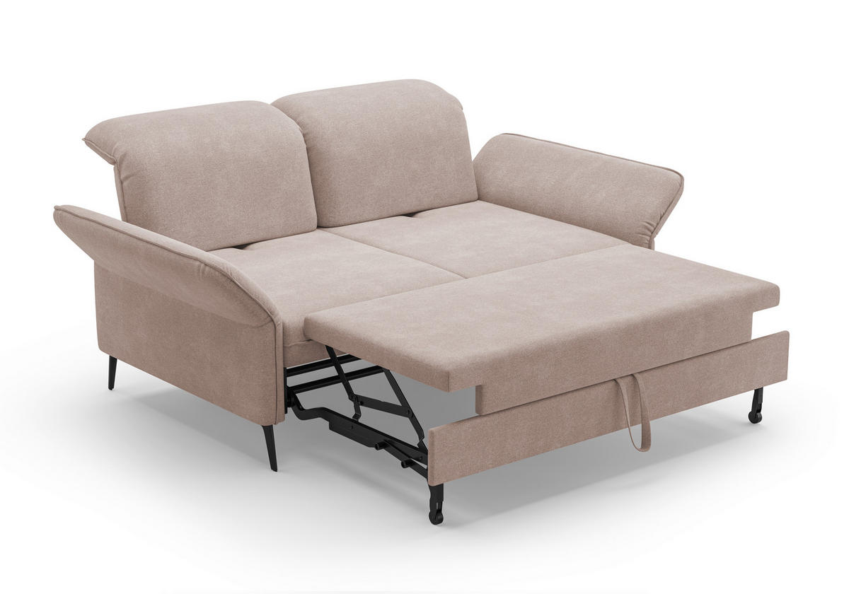 2,5-SITZER in Flachgewebe Greige  - Greige/Schwarz, KONVENTIONELL, Textil/Metall (189/92/123cm) - Sit & More