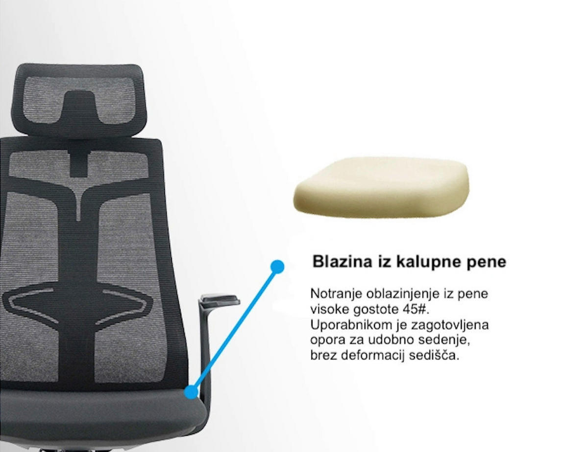 UREDSKI STOLAC    - crna, Moderno, metal/tekstil (70/128/68cm)