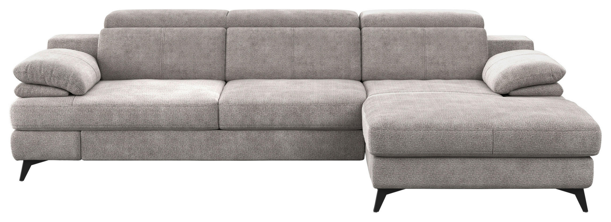 ECKSOFA Beige Chenille Kopfstütze  - Beige/Schwarz, Design, Textil/Metall (291/178cm) - Livetastic