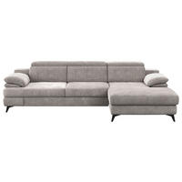 ECKSOFA Beige Chenille Kopfstütze  - Beige/Schwarz, Design, Textil/Metall (291/178cm) - Livetastic