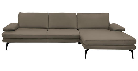 ECKSOFA in Echtleder Greige 310/180 cm - Greige/Schwarz, Design, Leder/Metall (310/180cm) - Dieter Knoll