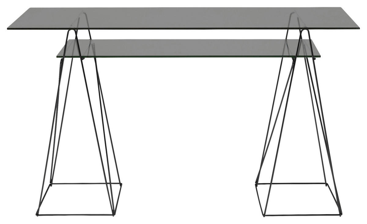 SCHREIBTISCH 135/65/74 cm  in Grau  - Schwarz/Grau, LIFESTYLE, Glas/Metall (135/65/74cm) - Kare-Design