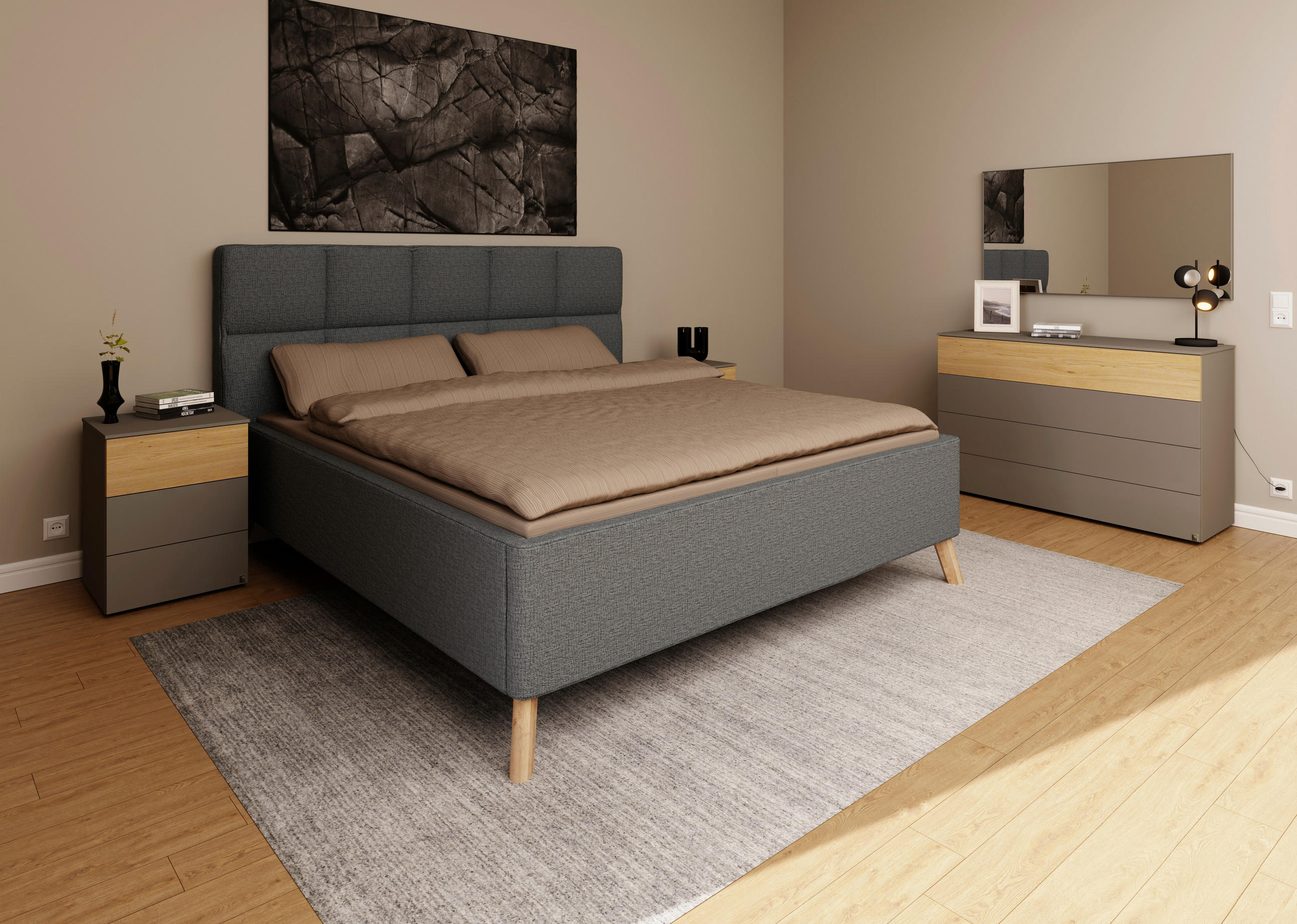 POLSTERBETT Bettkasten, motorische Verstellbarkeit, Fernbedienung, Lattenroste, Matratzen 180/200 cm  in Dunkelblau  - Schwarz/Weiß, KONVENTIONELL, Holz/Textil (180/200cm) - Musterring