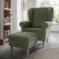 SESSELSET Chenille Dunkelgrün  - Dunkelgrün/Naturfarben, Konventionell, Holz/Textil (80/102/86cm) - Livetastic