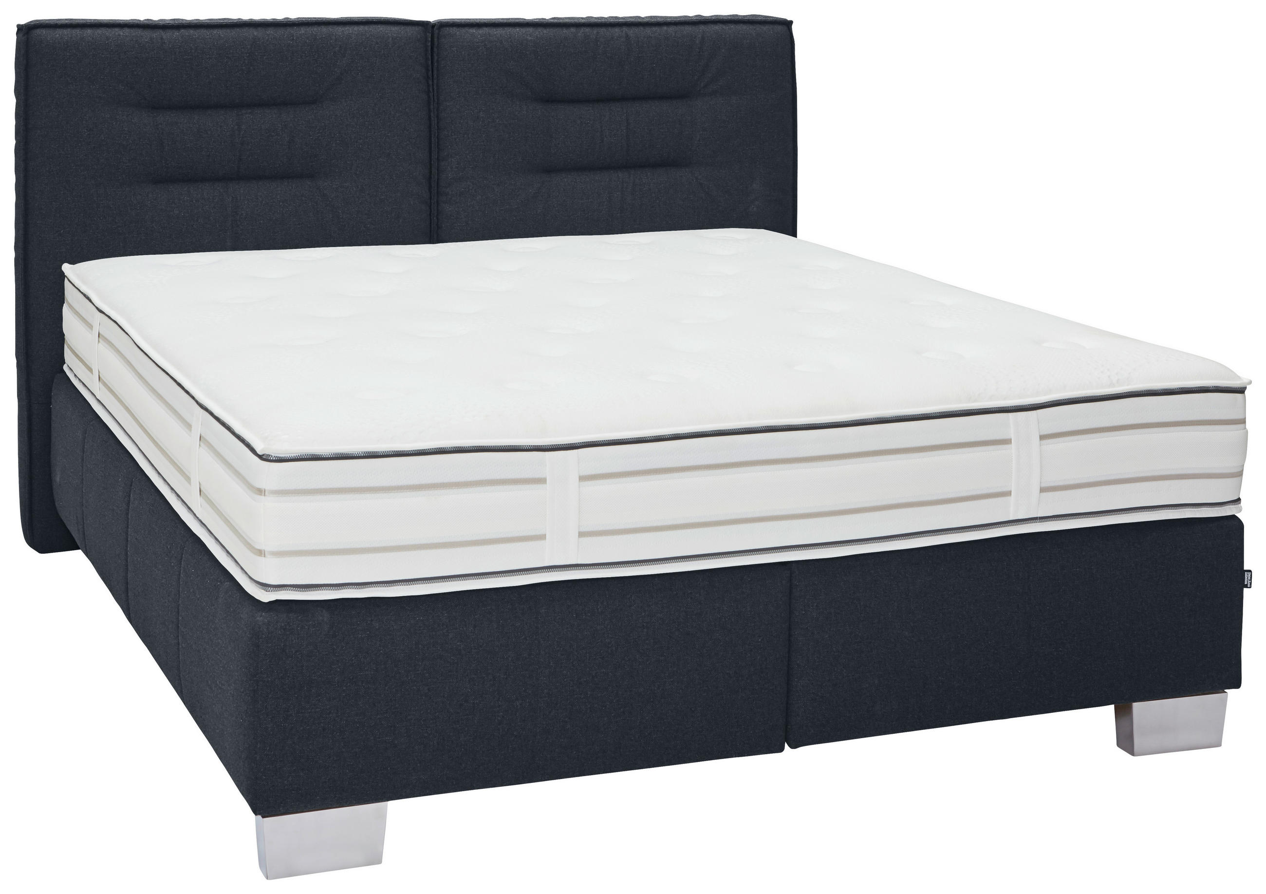 BOXSPRINGBETT 180/200 cm in Dunkelblau - Chromfarben/Dunkelblau, KONVENTIONELL, Textil (180/200cm) - Dieter Knoll