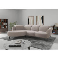 ECKSOFA in Flachgewebe Greige  - Greige/Schwarz, Konventionell, Textil/Metall (199/309cm) - Sit & More