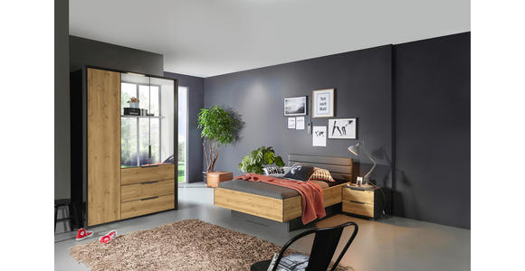 JUGENDZIMMER - Eichefarben/Graphitfarben, KONVENTIONELL, Holzwerkstoff/Textil (120/200cm) - Xora