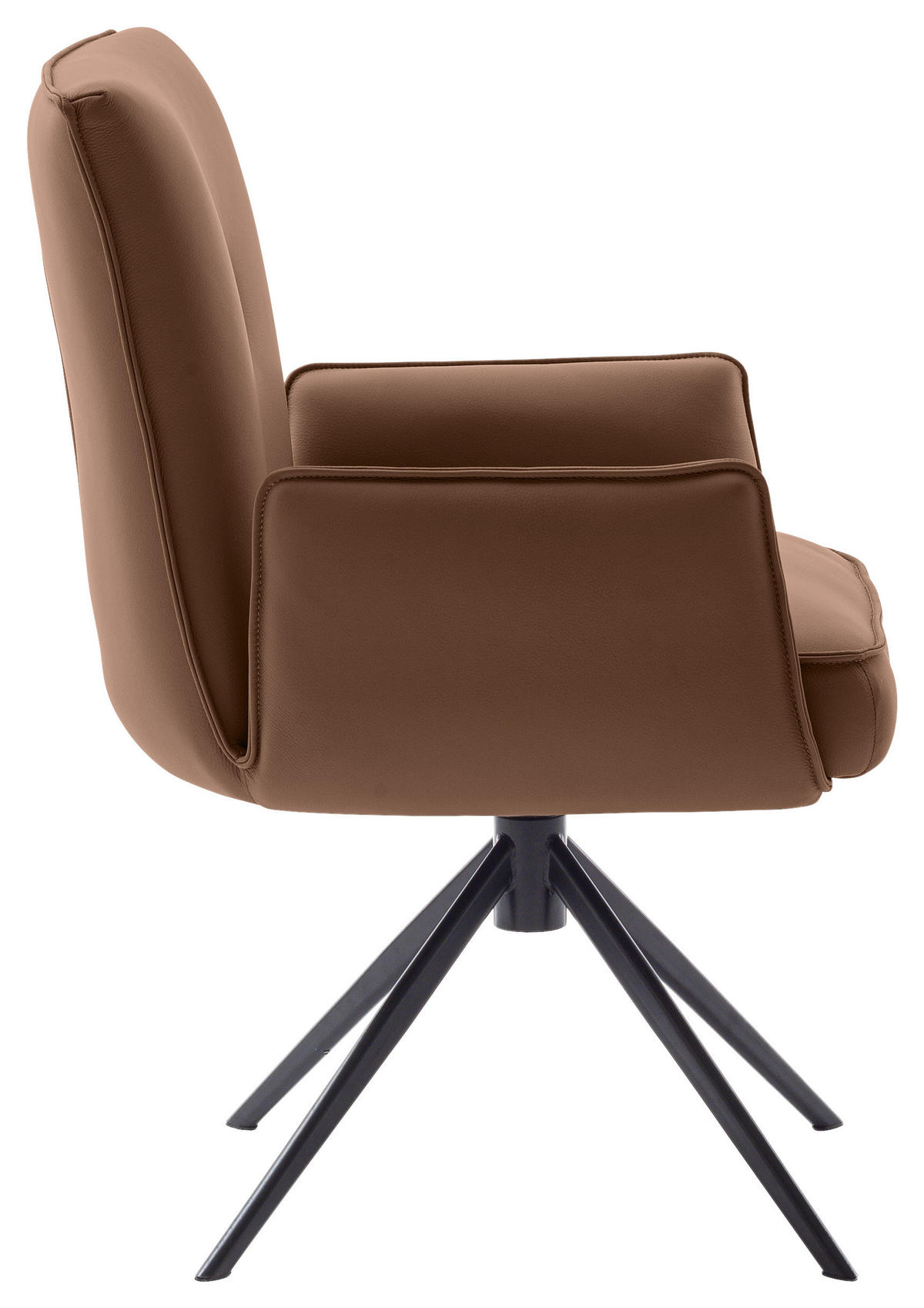 ARMLEHNSTUHL  in Stahl Echtleder pigmentiert  - Rostfarben/Schwarz, Design, Leder/Metall (63/89/65cm) - Valnatura