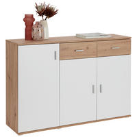 KOMODA  119,9/82/34,3 cm  bela, hrast artisan  - boja aluminijuma/bela, Moderno, pločasti materijal/plastika (119,9/82/34,3cm) - Boxxx