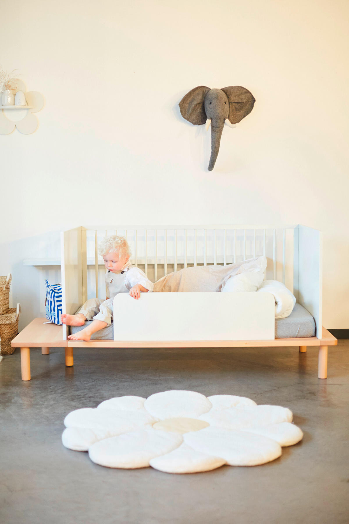 GITTERBETT Evobed 5in1 Naturel inkl. Rausfallschutz B140PLF  - Weiß/Naturfarben, KONVENTIONELL (182/84/84cm) - Childhome