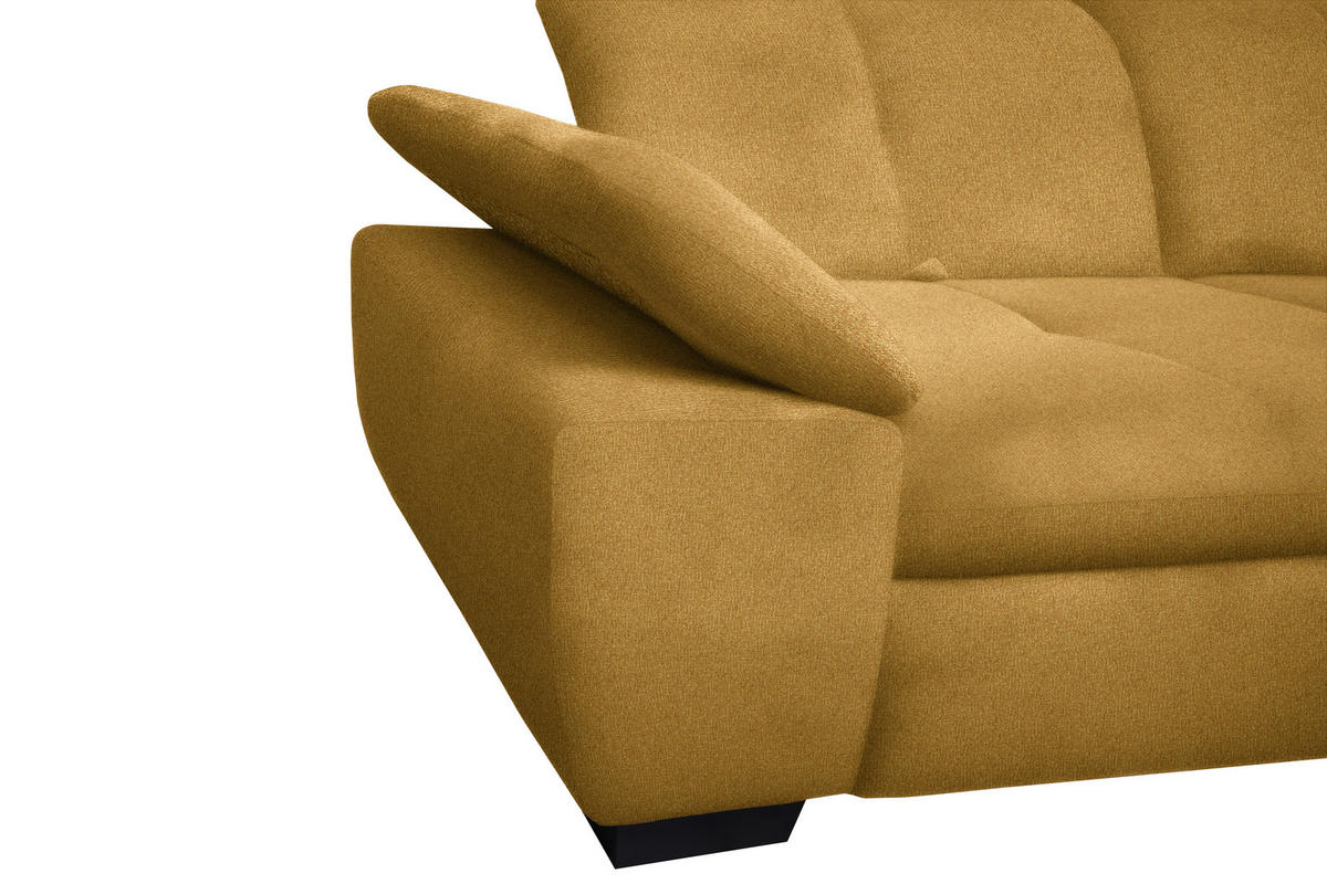 ECKSOFA Currygelb Flachgewebe  - Currygelb/Schwarz, Design, Textil/Metall (242/313cm) - Xora