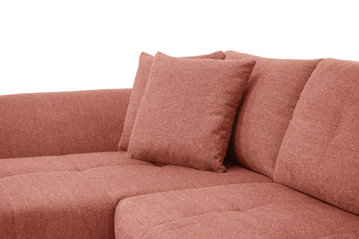 ECKSOFA in Webstoff Koralle  - Koralle/Schwarz, Design, Kunststoff/Textil (187/278cm) - Livetastic