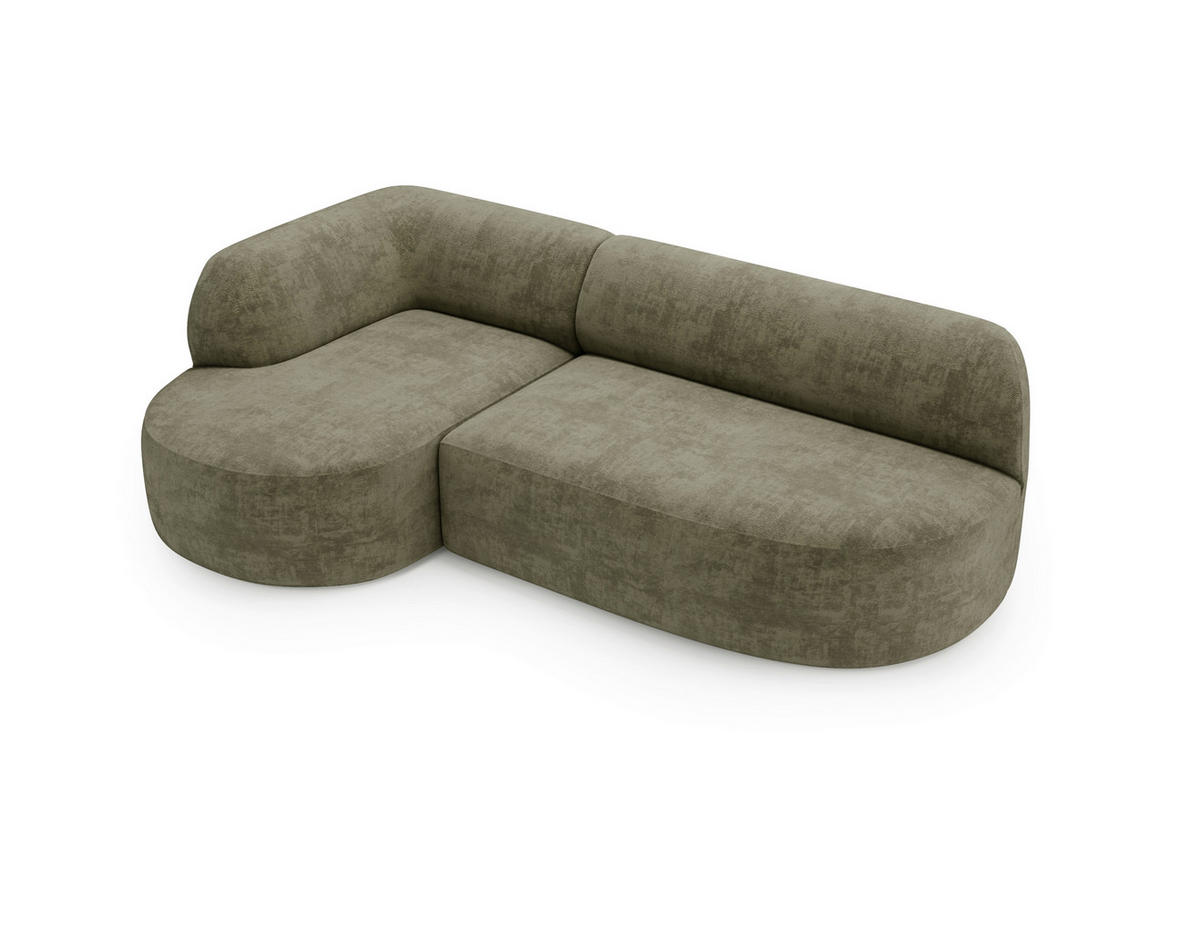 ECKSOFA Chenille Grün  - Schwarz/Grün, Design, Kunststoff/Textil (156/218cm) - Livetastic
