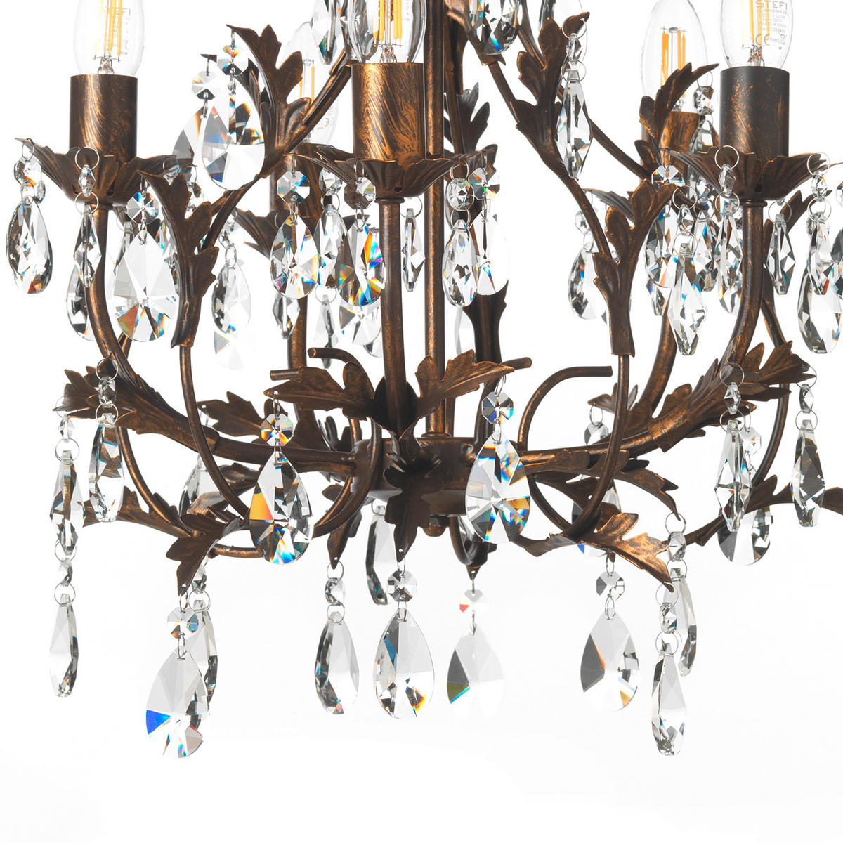 KRISTALL-HÄNGELEUCHTE 42/80 cm   - Bronzefarben, KONVENTIONELL, Glas/Metall (42/80cm)
