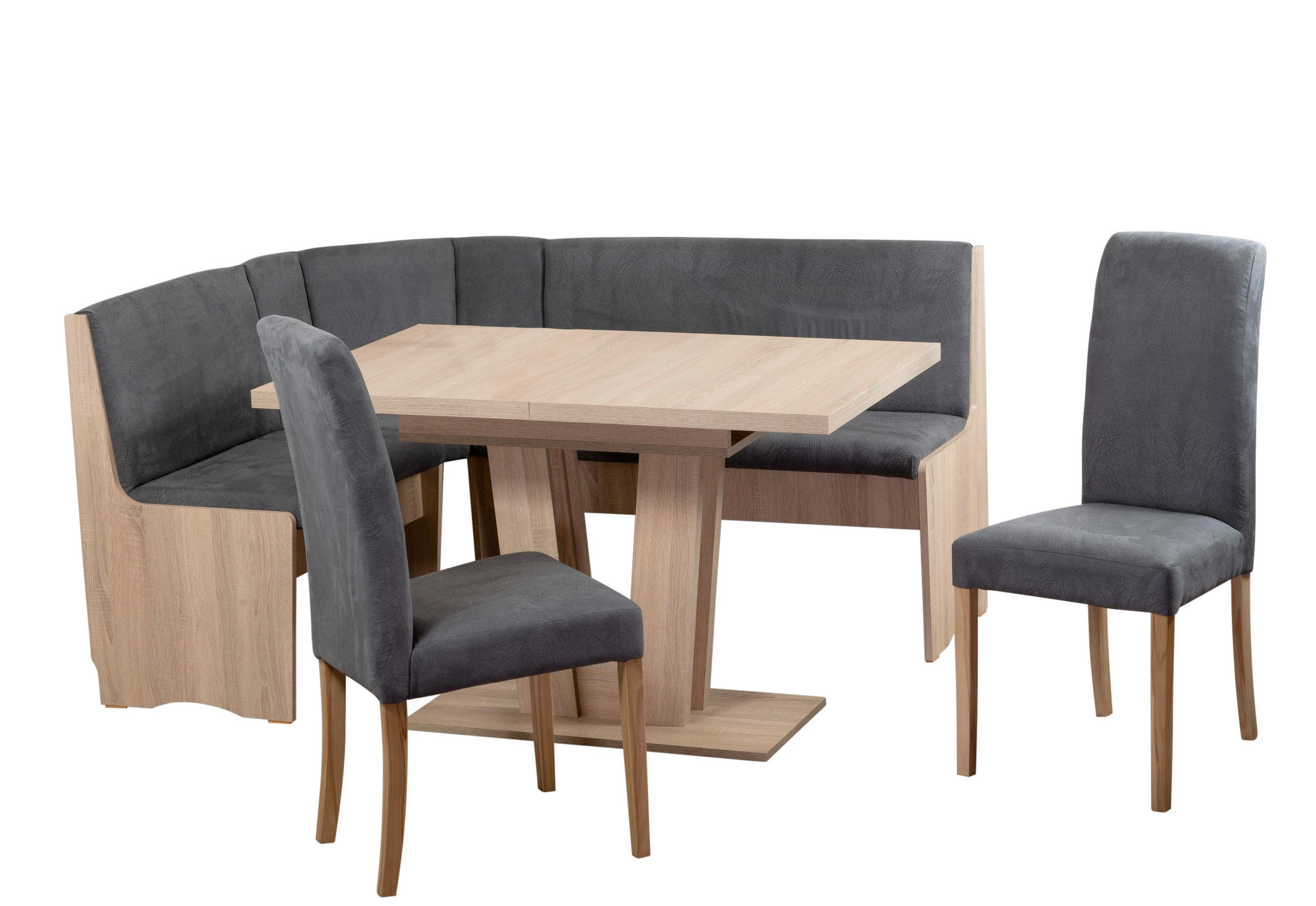 ECKBANKGRUPPE Mikrofaser Sonoma Eiche, Grau  - Grau/Sonoma Eiche, KONVENTIONELL, Holz/Textil (125/89/165cm) - MID.YOU