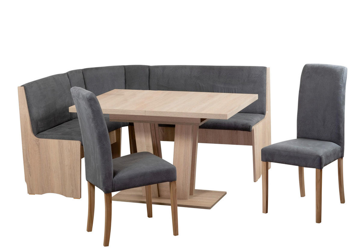ECKBANKGRUPPE Mikrofaser Sonoma Eiche, Grau  - Grau/Sonoma Eiche, KONVENTIONELL, Holz/Textil (125/89/165cm) - MID.YOU