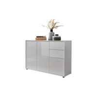KOMODA, bílá, vysoce lesklá bílá, 105,5/73/33 cm - bílá/černá, Moderní, kompozitní dřevo/plast (105,5/73/33cm) - MID.YOU